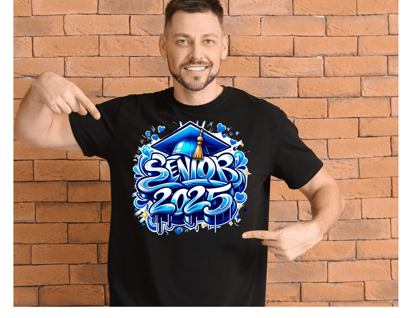 SENIOR 2025 AIRBRUSHED T-SHIRT - BLUE