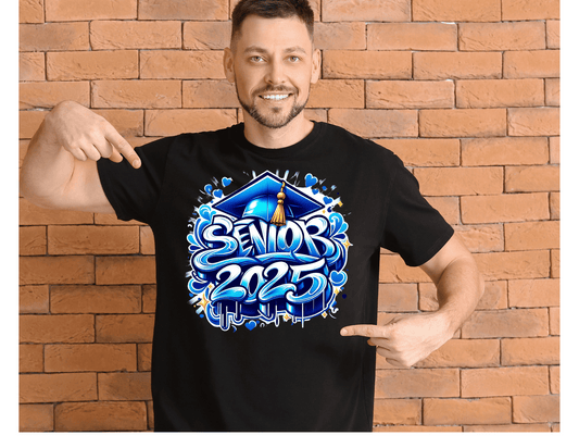 SENIOR 2025 AIRBRUSHED T-SHIRT - BLUE